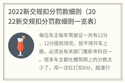 2022新交规罚款一览表(2023扣分一览表)插图