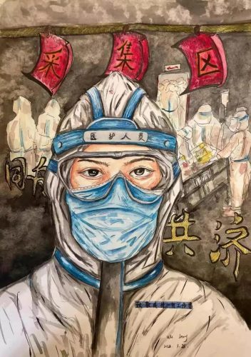 抗疫情绘画作品33幅(抗疫情绘画水粉作品)插图7