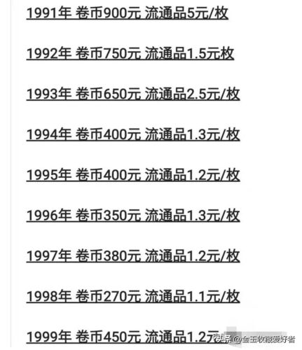 一元硬币收藏价格表(一元硬币的收藏价格表2015)插图5