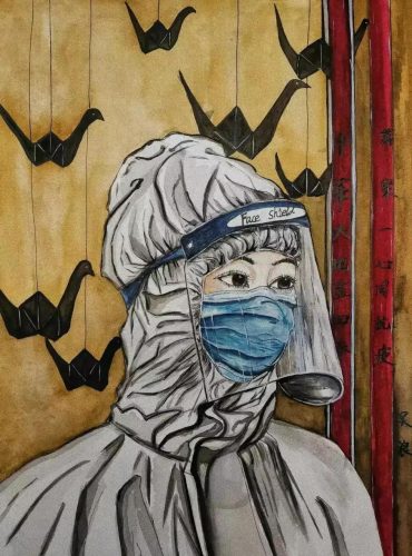 抗疫情绘画作品33幅(抗疫情绘画水粉作品)插图12